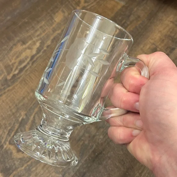 Princess House Heritage Footed Irish Coffee Mug Tempered Glass Cut Crystal Mint - Picture 3 of 7